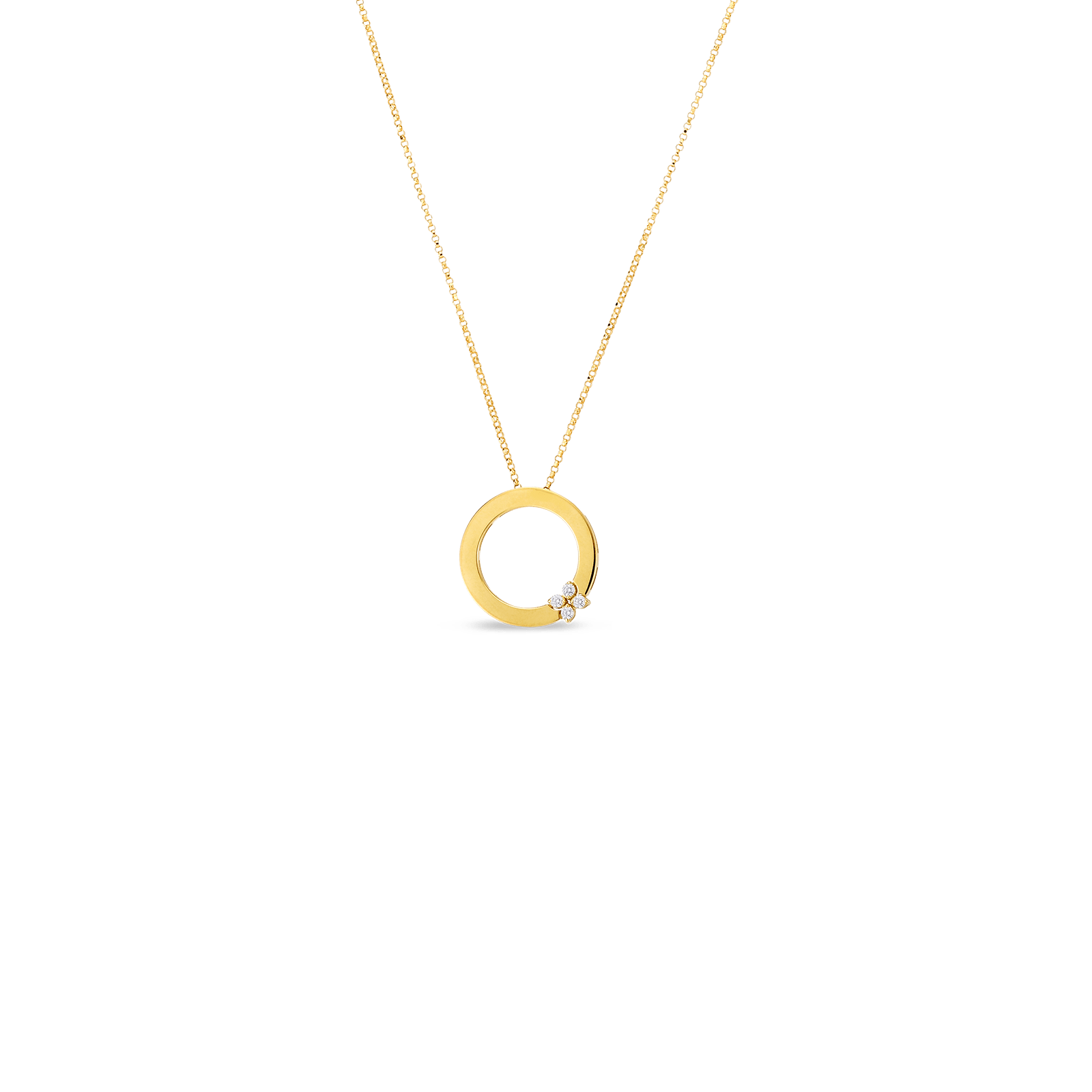 18K LOVE IN VERONA CIRCLE OF LIFE PENDANT W. DIAMOND FLOWER