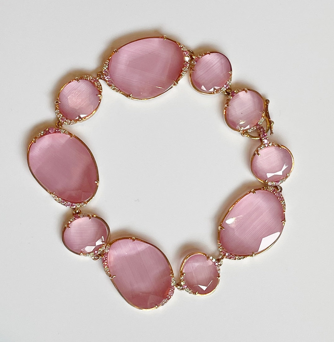 Pink Topaz Sliced Stone Bracelet