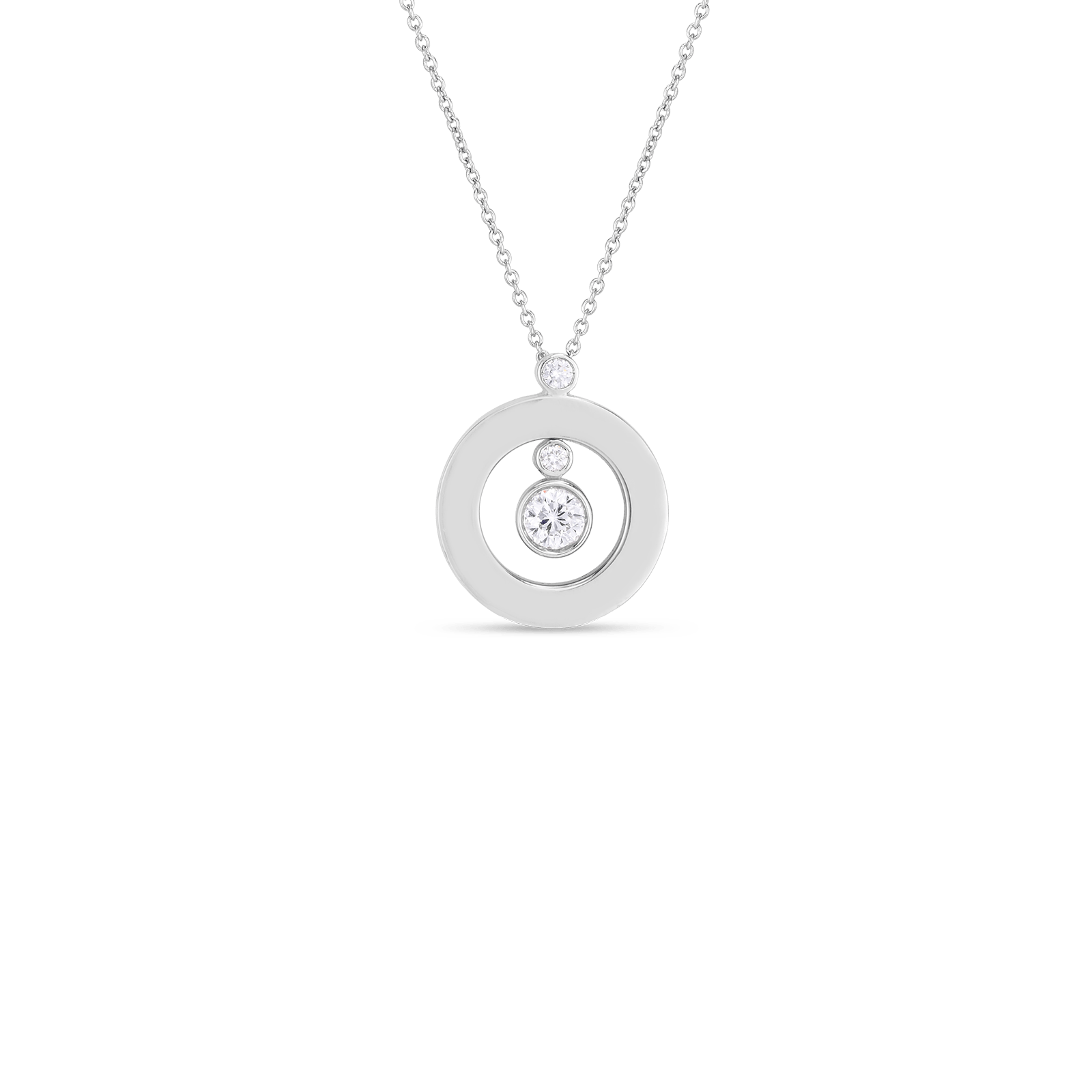 18K WHITE GOLD SHINY O PENDANT