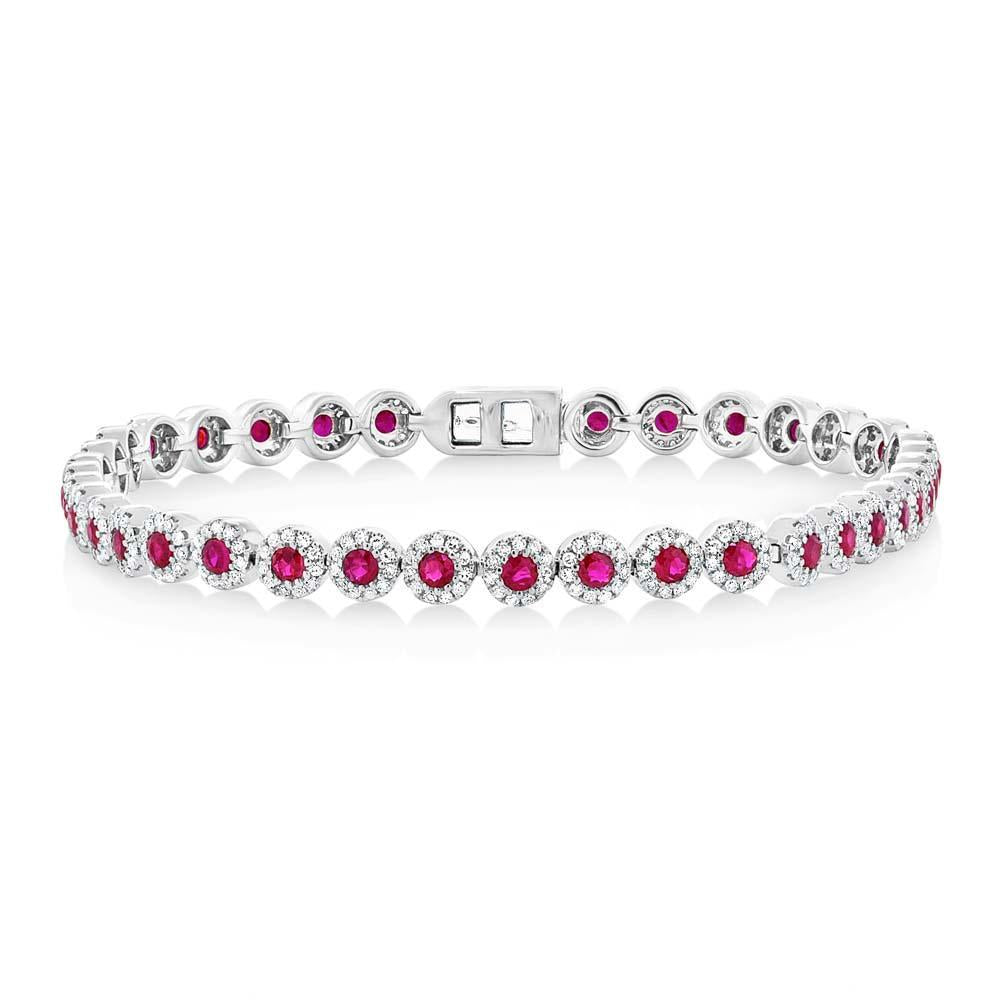 Diamond & Ruby Cluster Bracelet
