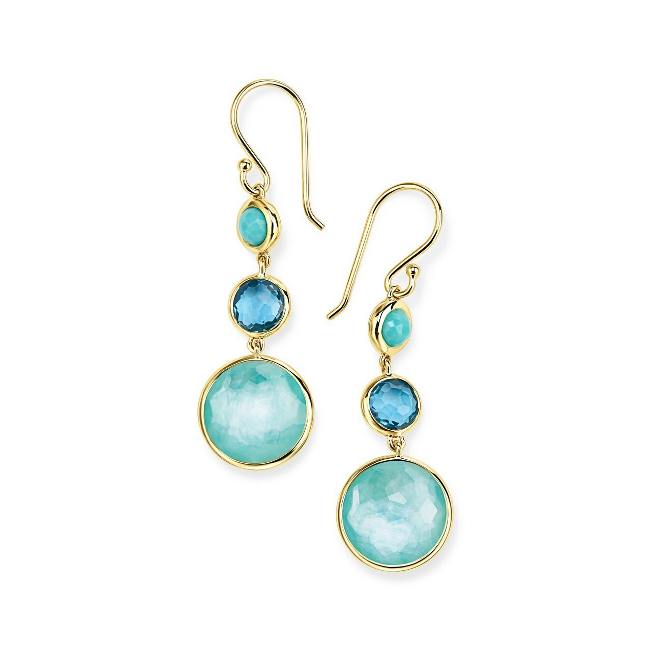 Lollitini 3-Stone Drop Earrings in 18K Gold