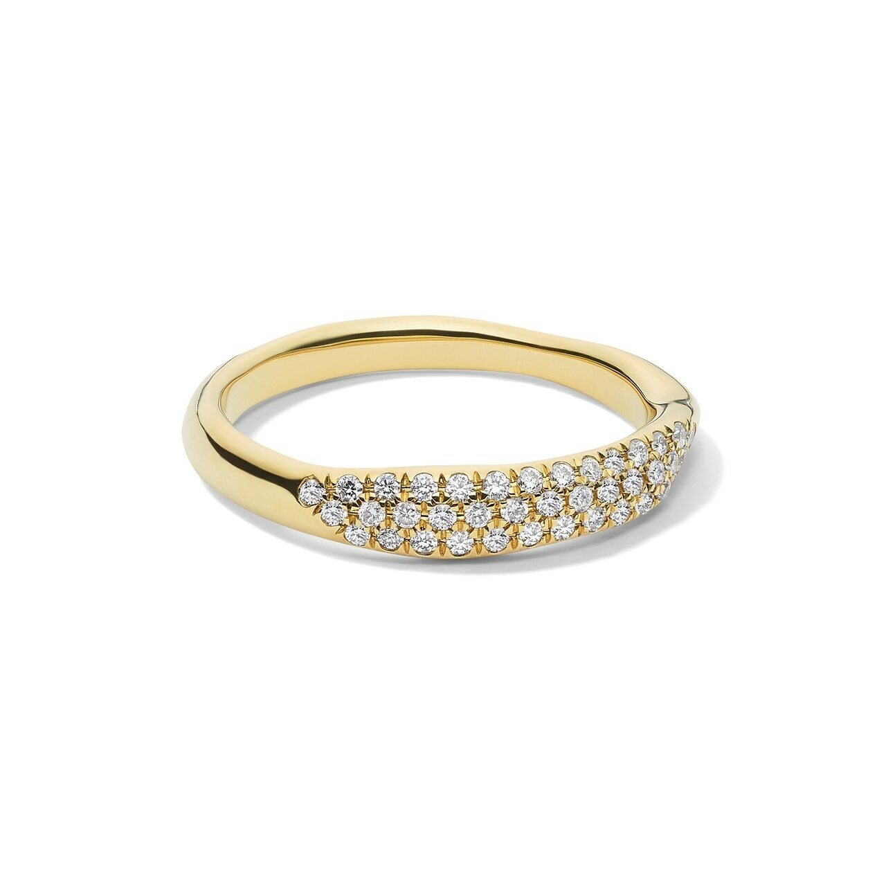 Squiggle Band Ring in 18K Gold with Diamonds
