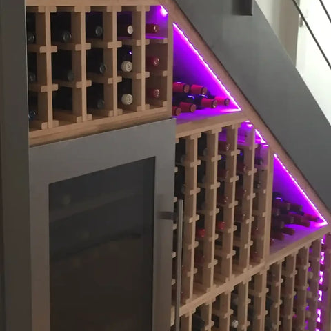 Caverack Modular Wine Racks used as under stair storage