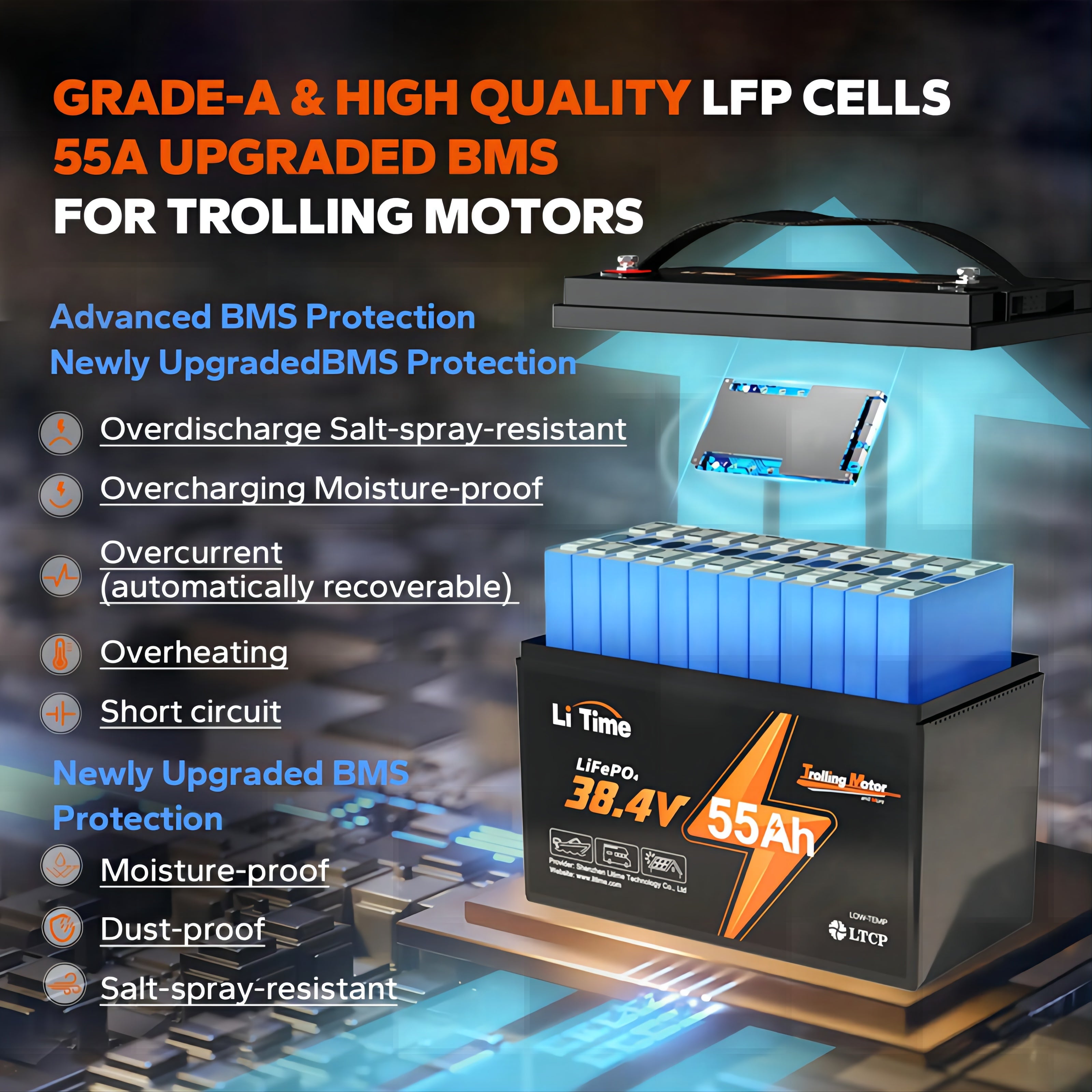 LiTime 36v trolling motor lifepo4 lithium battery