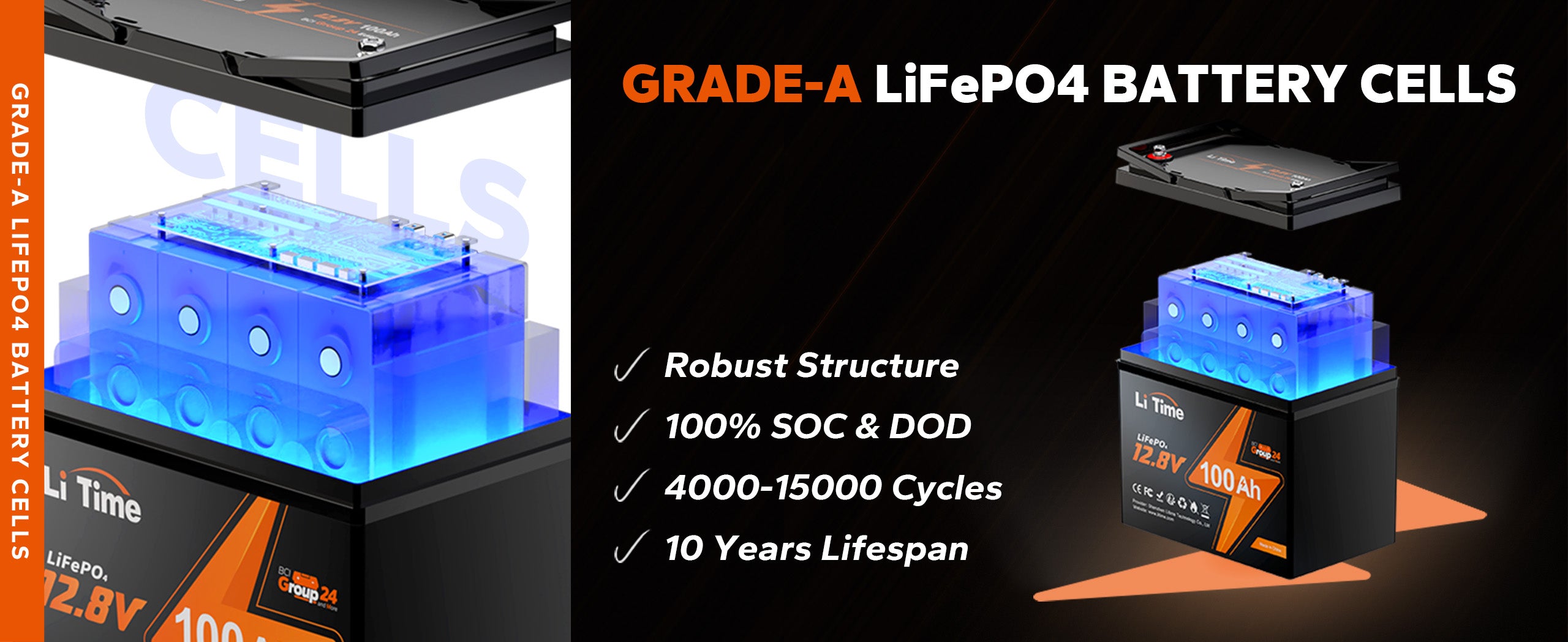 litime grade A cells lifepo4 lithium battery