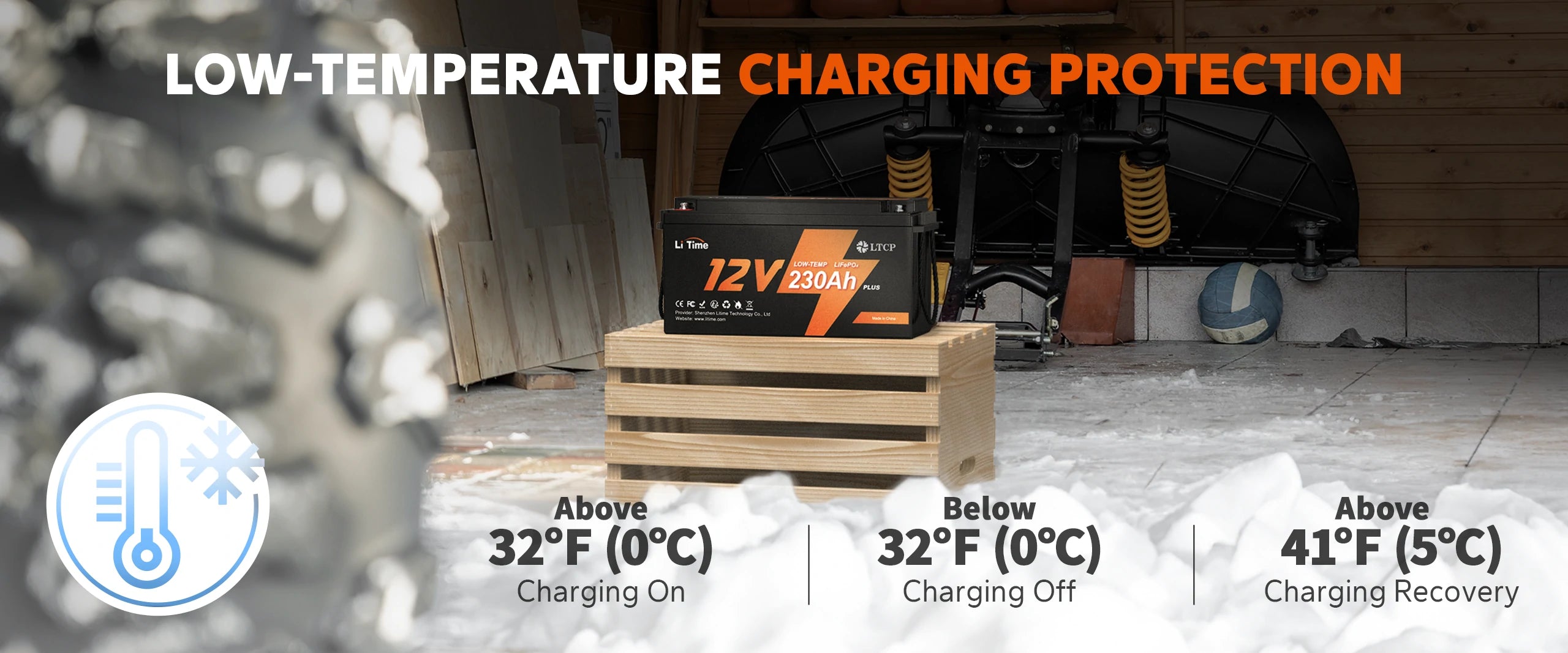 litime 12v 230ah lifepo4 battery with low-temperature protection