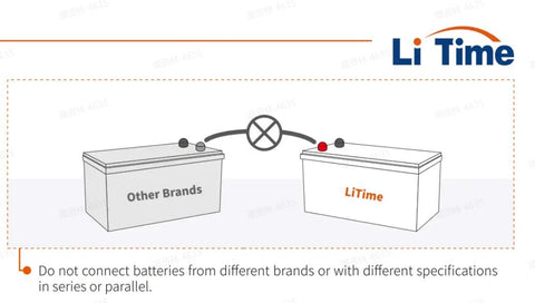 don't connect different brands battery in sereis or parallel
