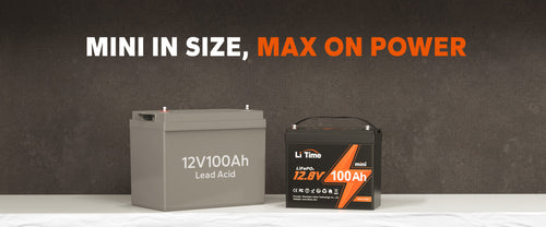 LiTime 12V 100Ah Mini LiFePO4 Lithium Battery, Upgraded 100A BMS, Max.  1280Wh Energy