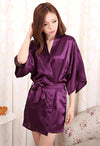 Calida Crepe Purple Robe With Free Thong Panty FRENCH DAINA