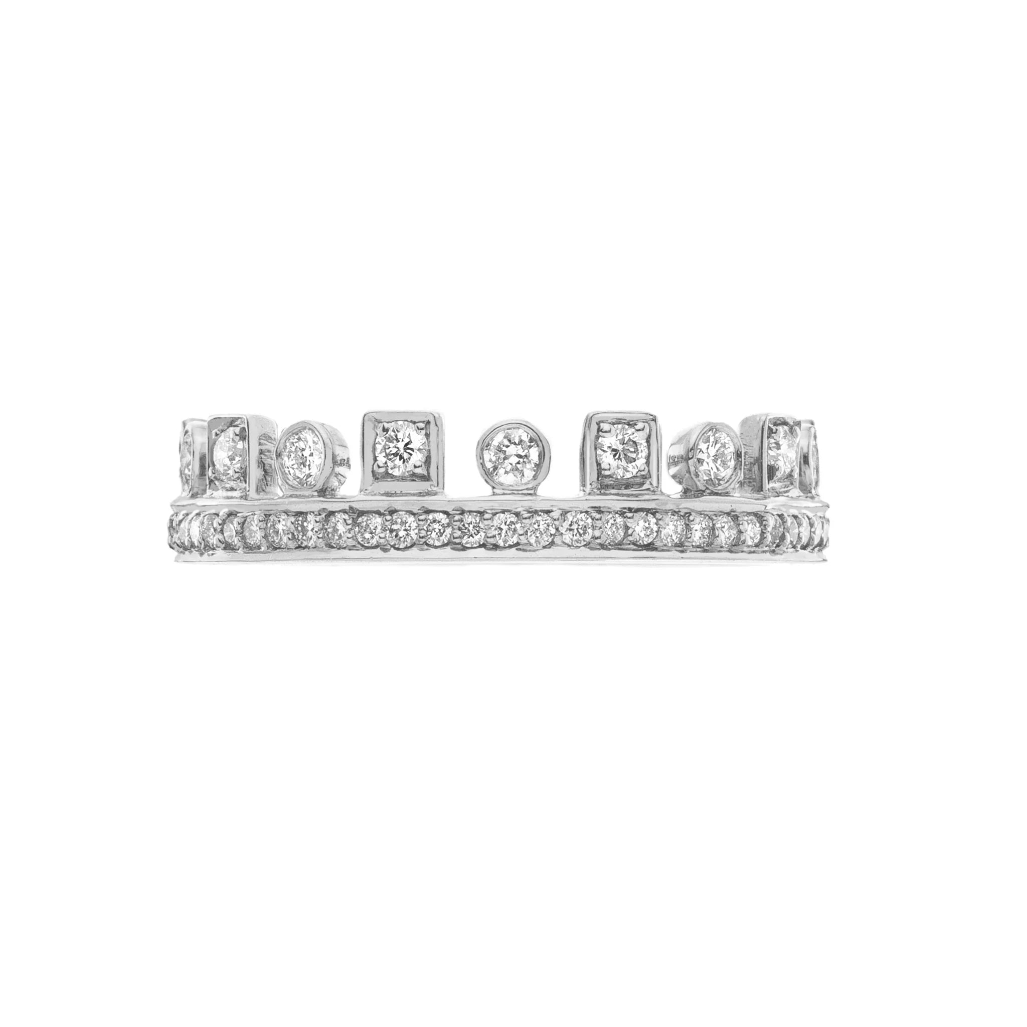 18K White Gold Crown Eternity Diamond Band