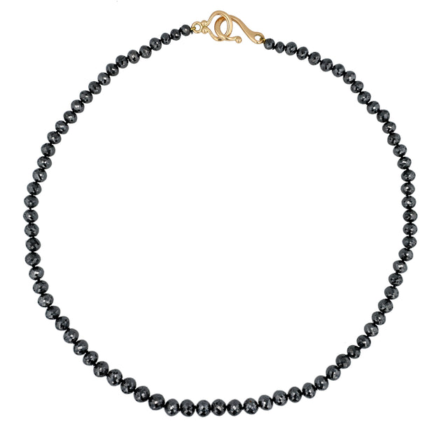 18K Yellow Gold Black Diamond Bead Necklace
