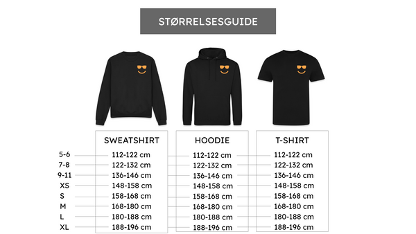 Coolmerch størrelsesguide