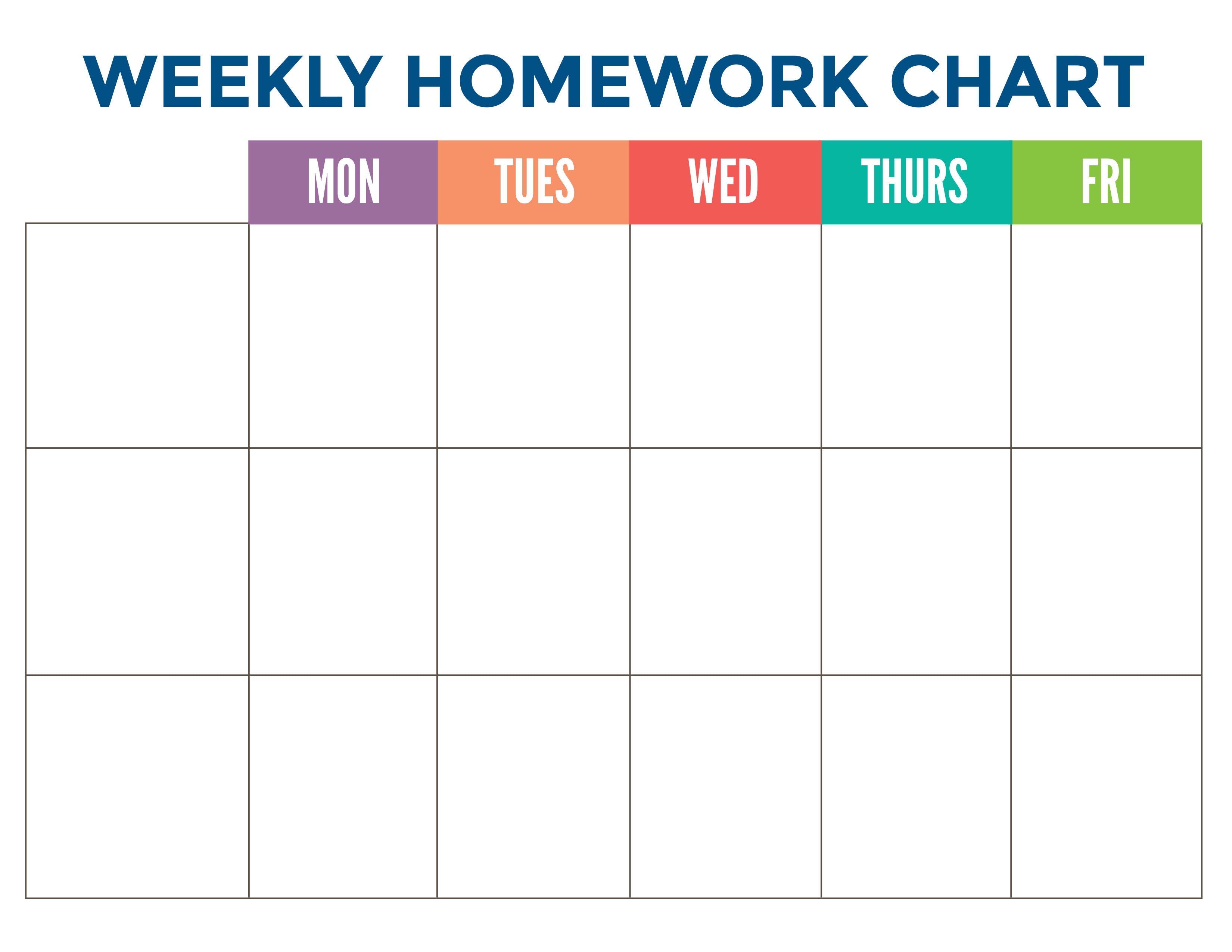 Homework Chart Printable Free