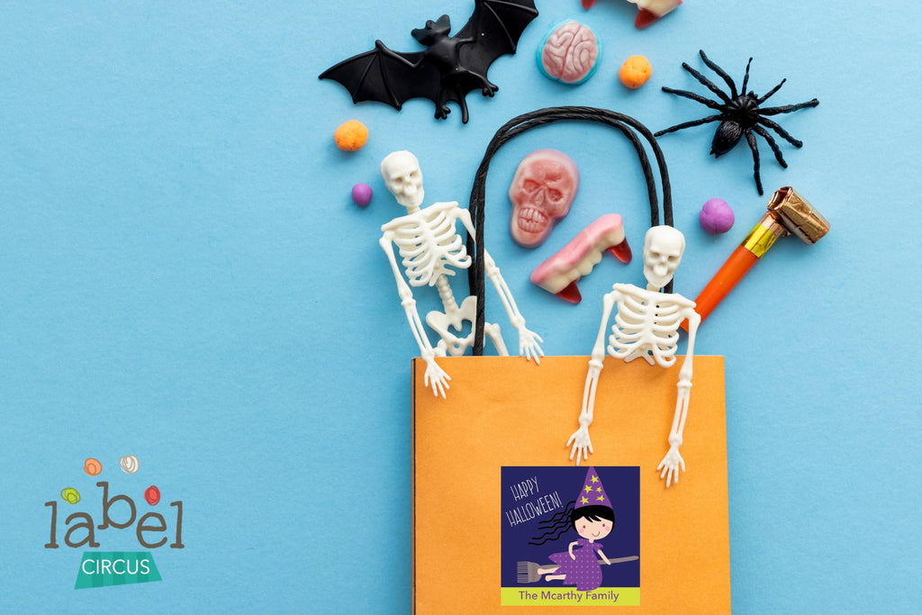 PERSONALIZED HALLOWEEN TREAT BAG WITH WITH STICKER