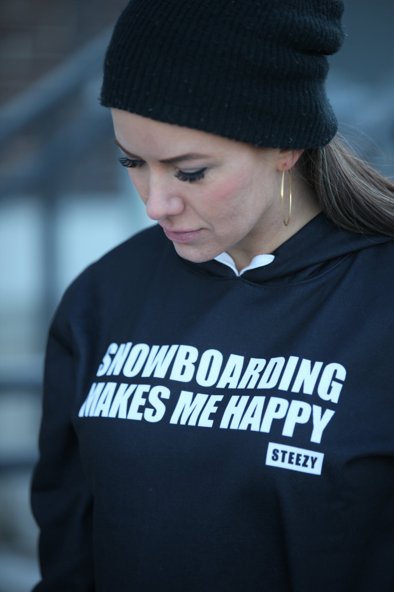 steezy snowboarding makes me happy hoodie