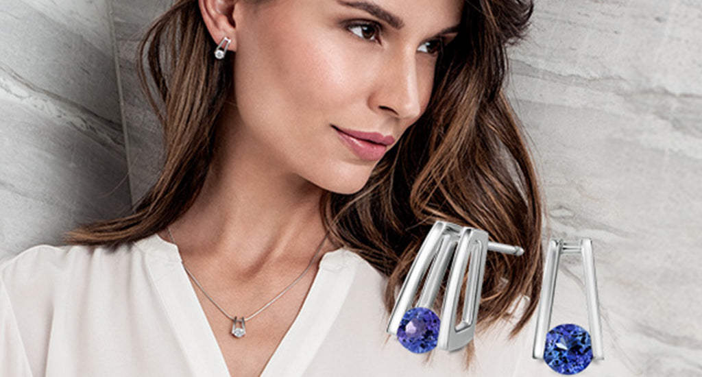 Woman wearing Shimansky Tanzanite Millennium earings