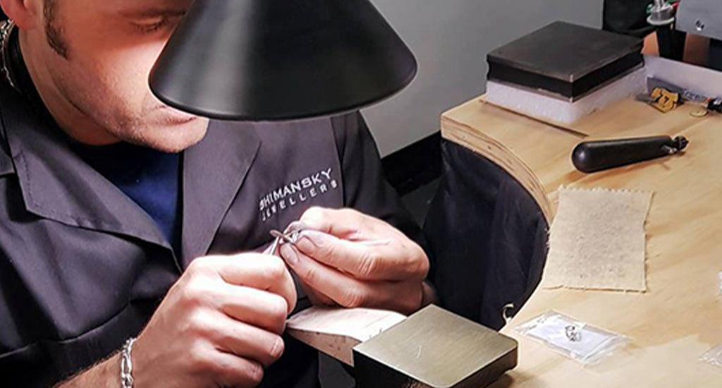Shimansky craftsman working with a Shimansky diamond