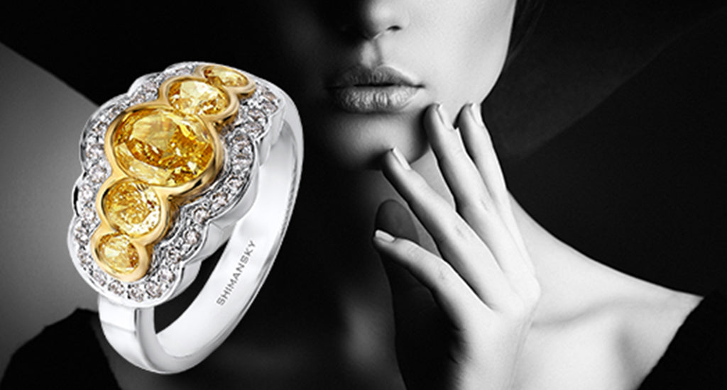 Shimansky Vintage style yellow diamond ring