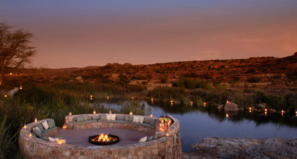 Lavish fire pit in the Wilderness with a beautiful view