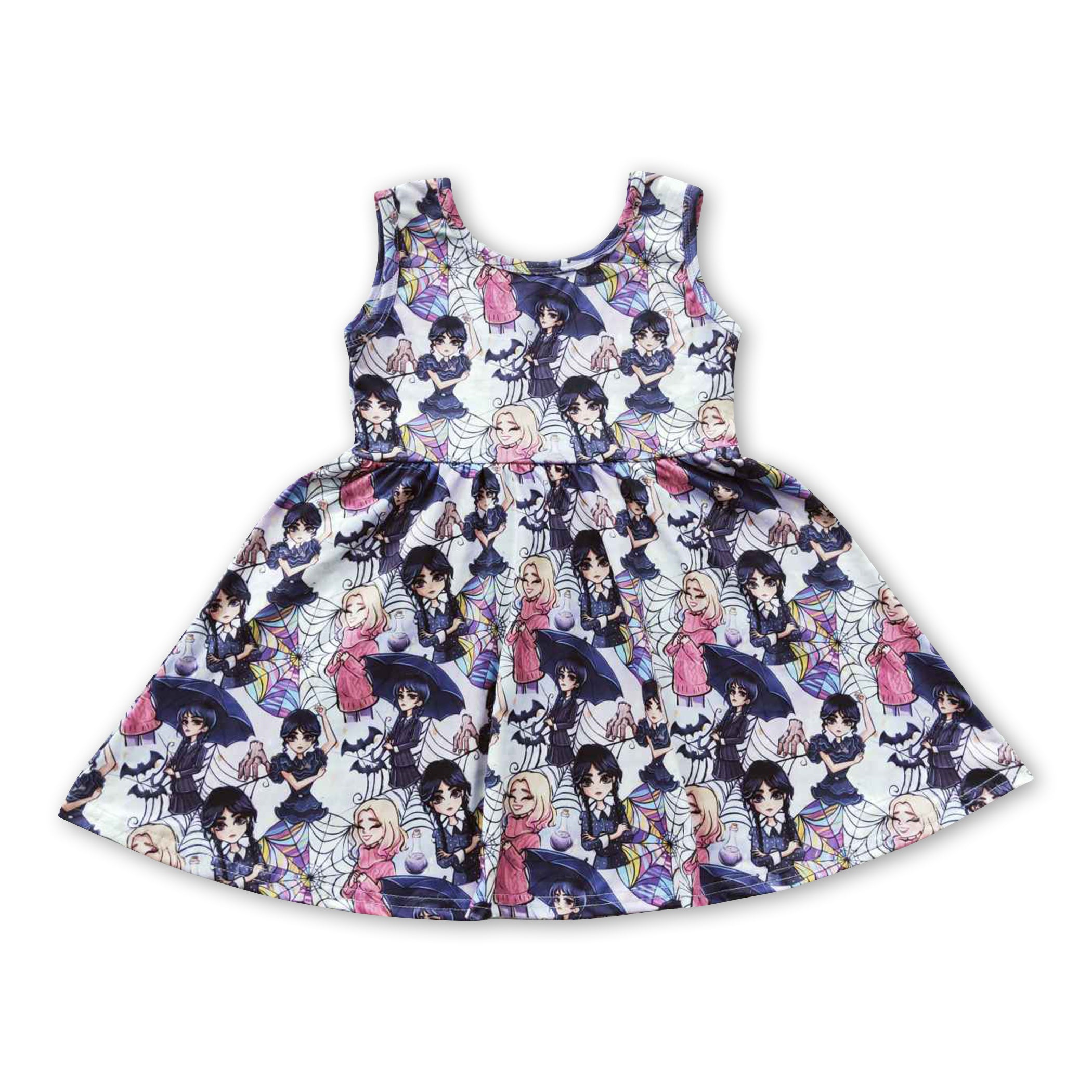 black UMBRELLA sleeveless movie girls dresses