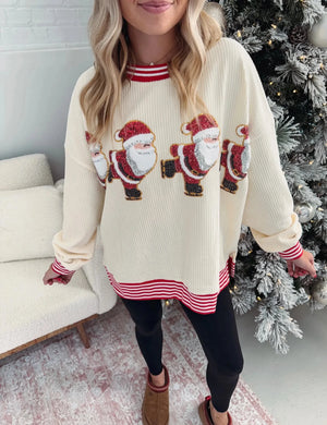 Festive Santa Claus Embroidered Comfy Sweater - Cozy Knit Sets