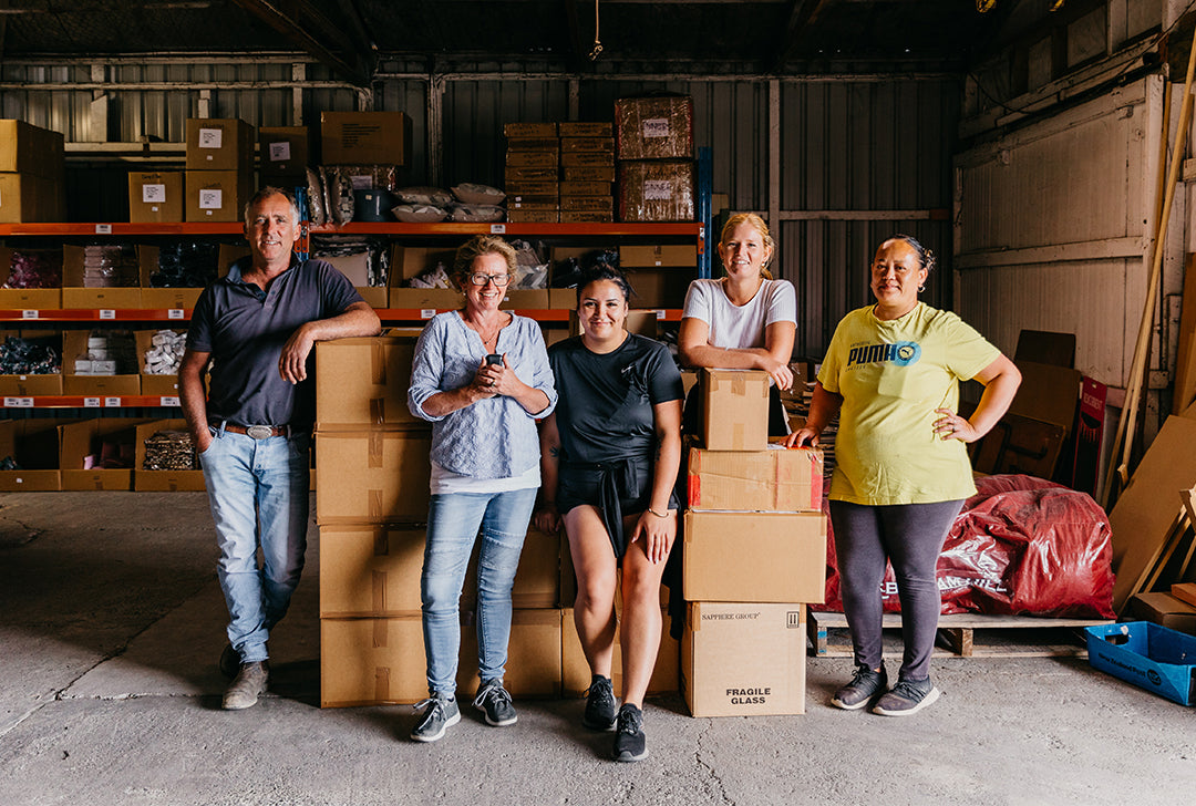 Auckland Red Current warehouse team talk with Saben