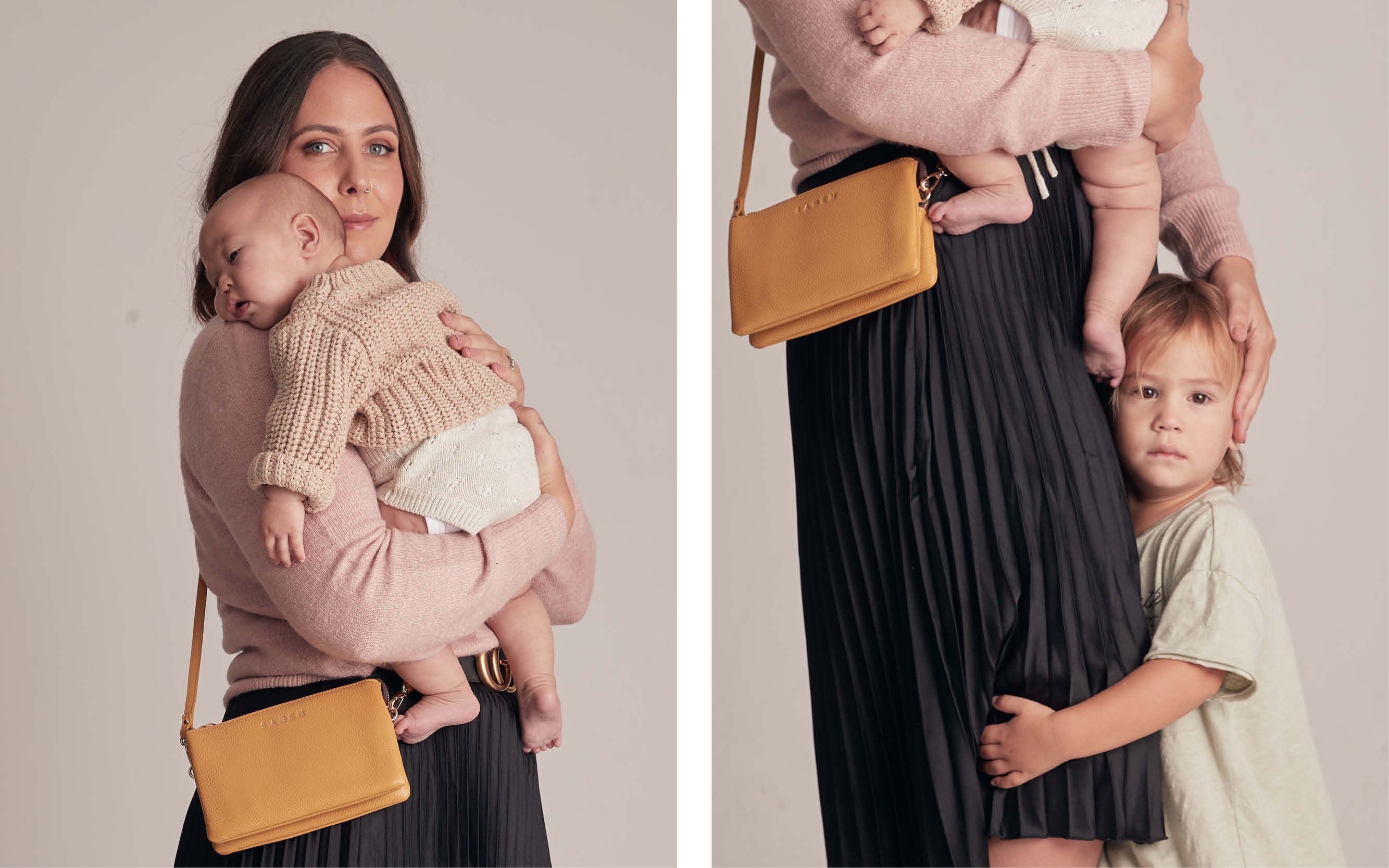 Stephanie Peeni wears Tilly mustard for Mothers Day image project