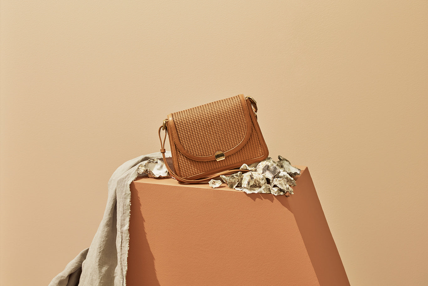 Saben SS20 Vessel collection Goldie handbag tan styled by karlya smith photographed by belinda merrie