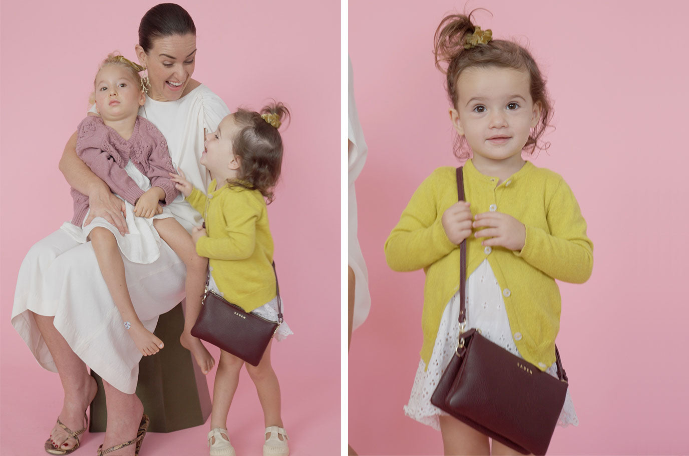 mimi gilmour buckley wearing saben tilly crossbody berry