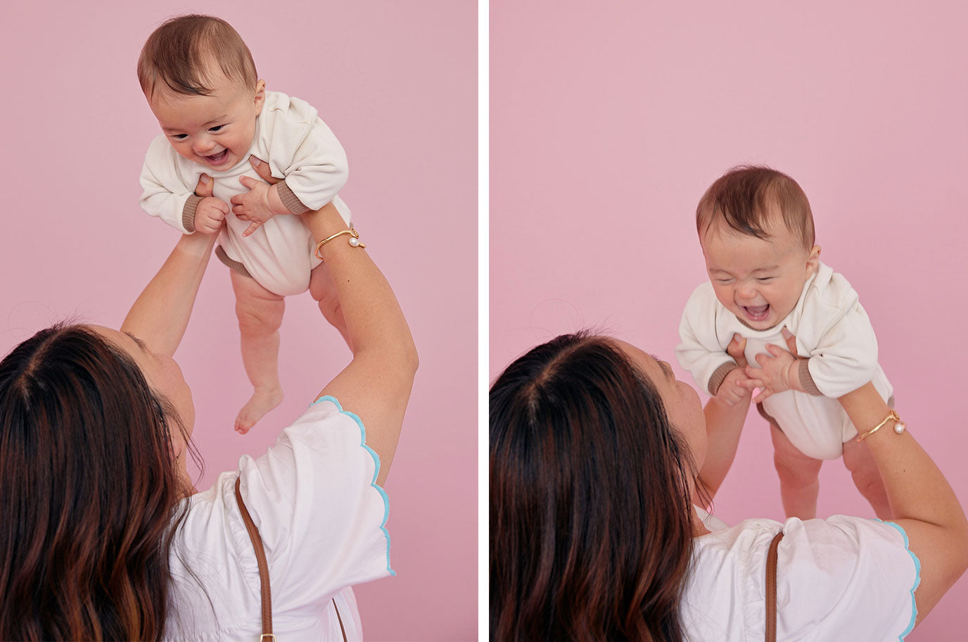 baby nico held in the air by saejung for the mothers day campaign