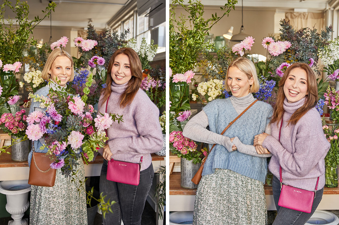 kensal flower show kingsland wearing saben leather handbags