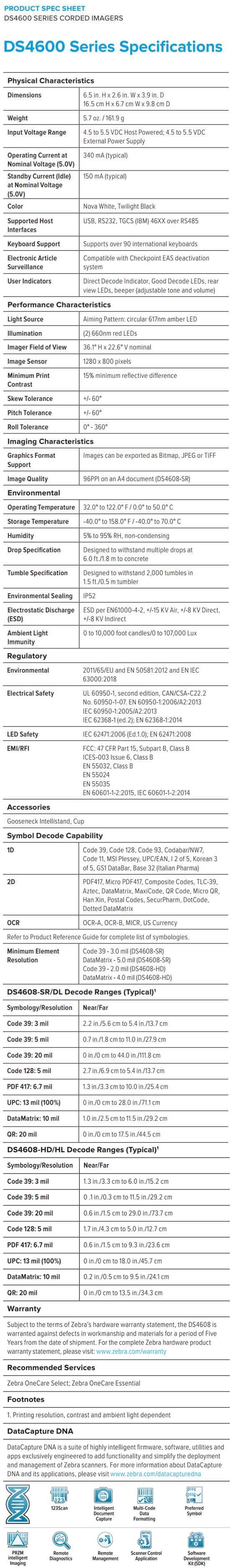 Zebra DS4600 data sheet