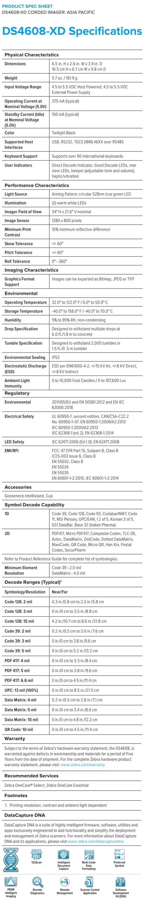 Zebra DS4608-XD data sheet