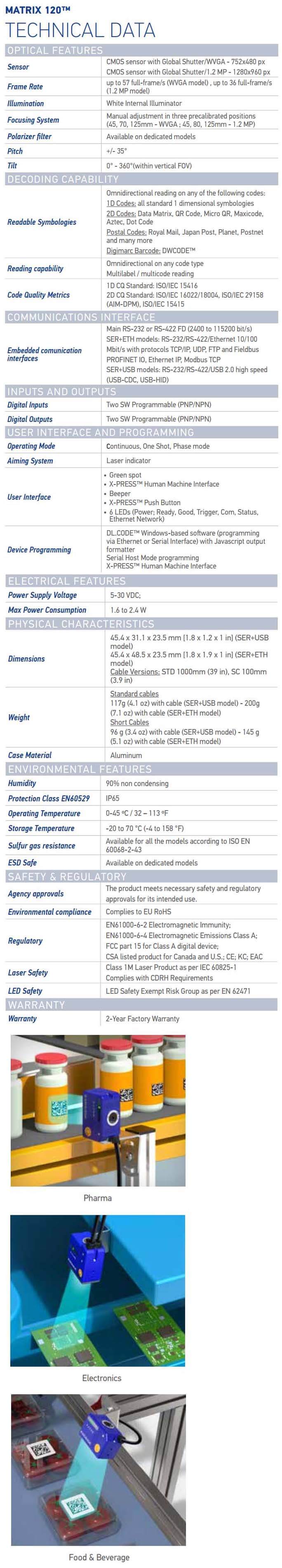 Datalogic Matrix 120 data sheet 1