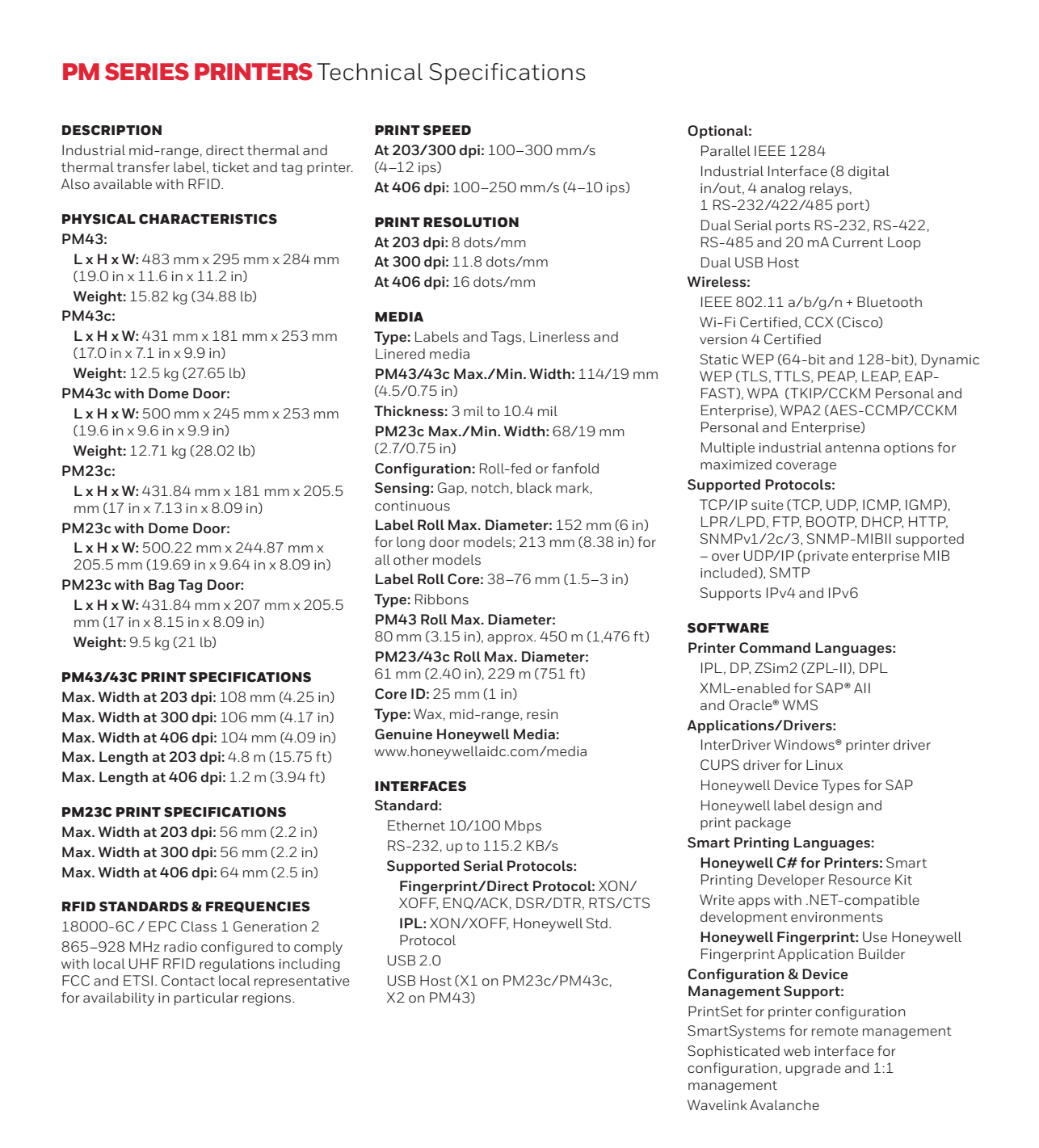 Honeywell PM43_PM43C_PM23C datasheet-1