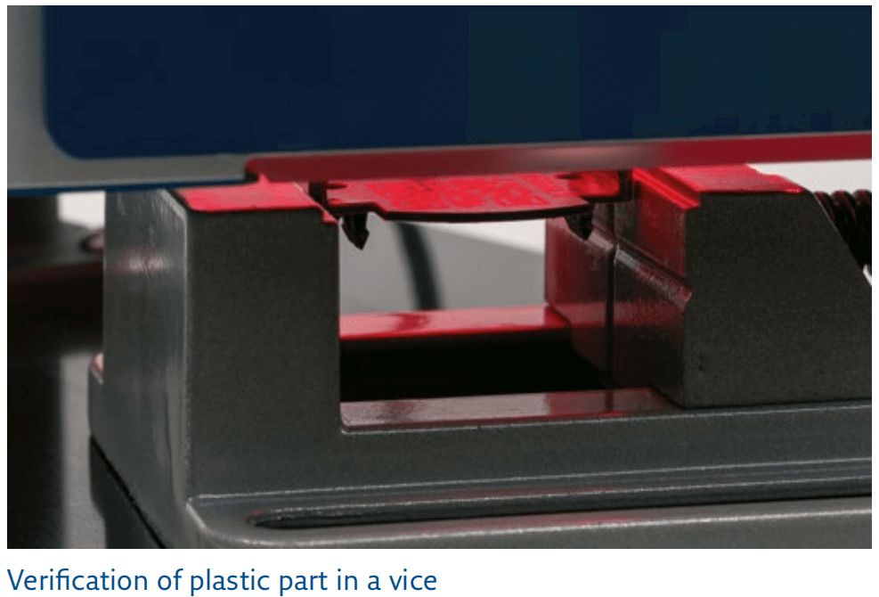 Verifcation of plastic part in a vice