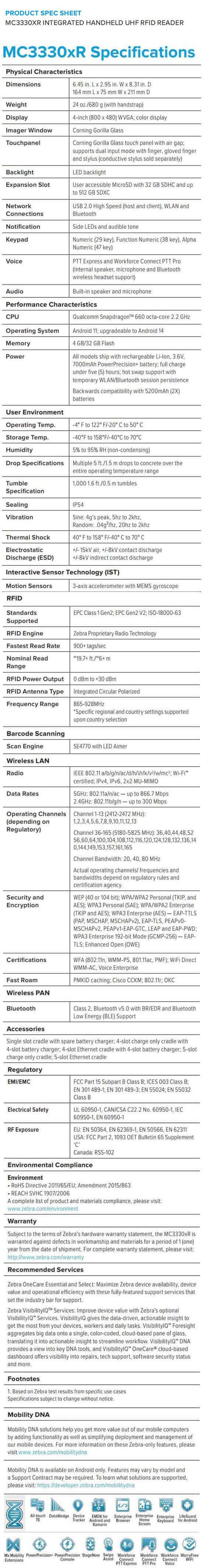 Lecteur RFID UHF Zebra MC3330xR