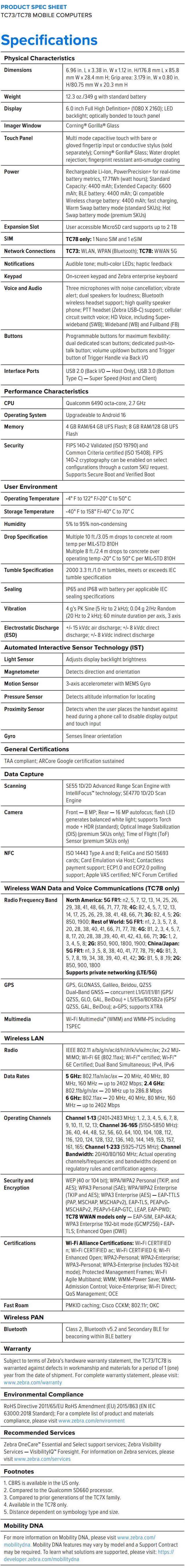 Zebra TC73_TC78 data sheet