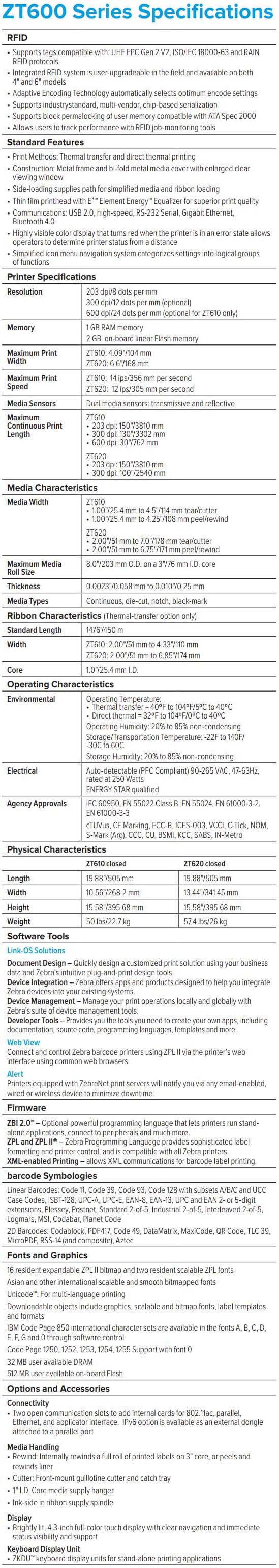 Zebra ZT610 _ZT620 RFID Impresoras industriales_Codificadores