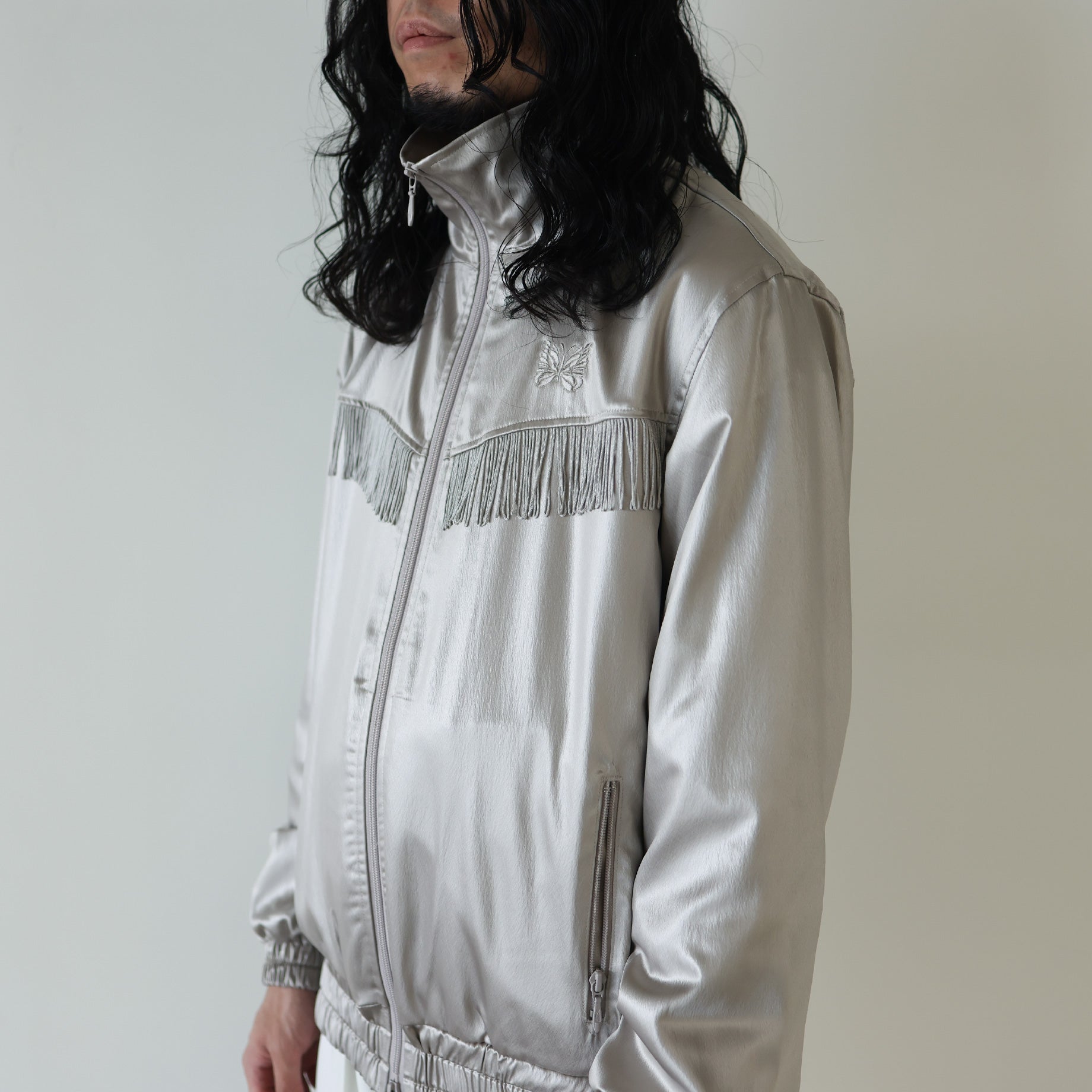 枚数限定 needles FRINGE TRACK JACKET POLY SATEEN