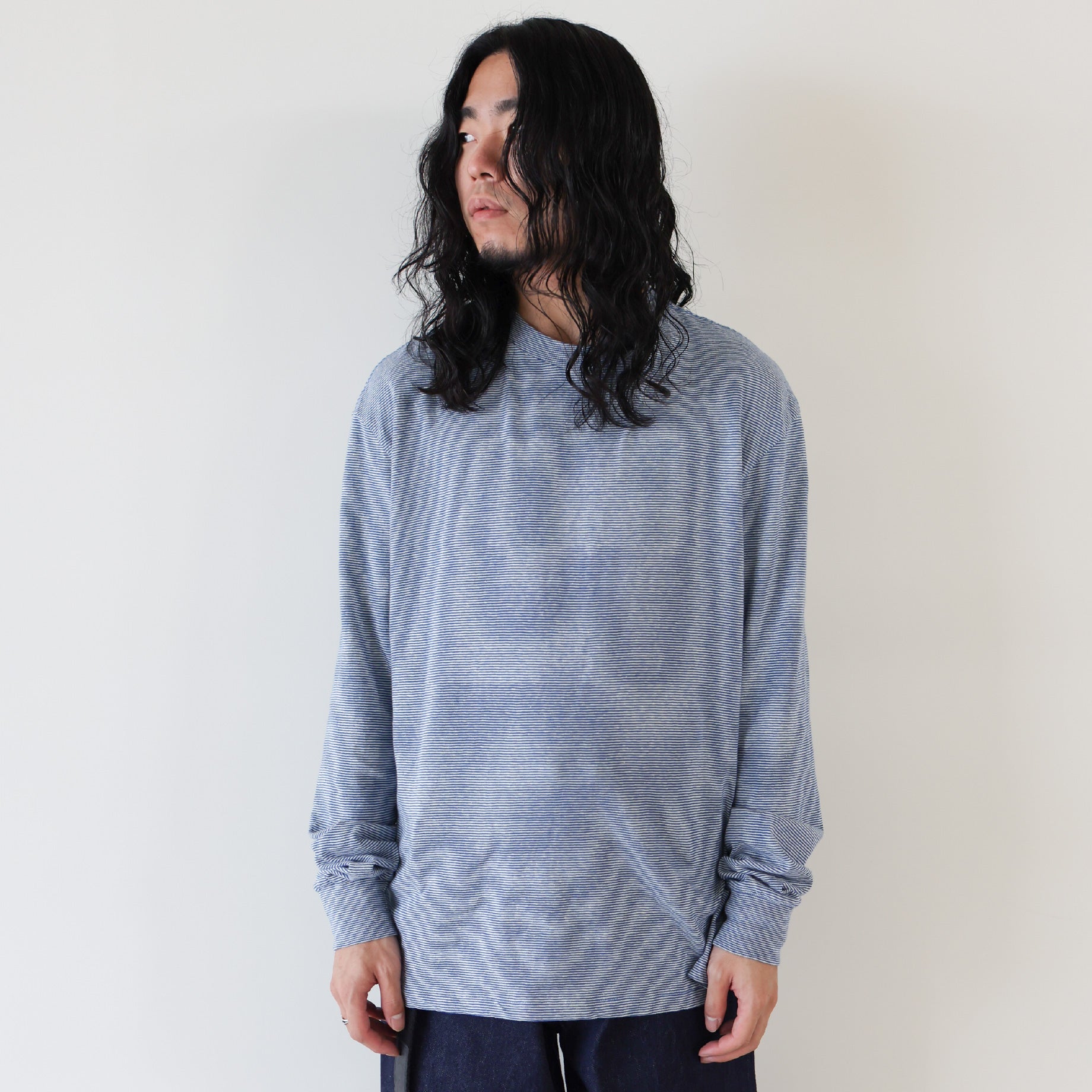 UNUSED border long sleeve t-shirt blue | www.eesppsantarosacusco