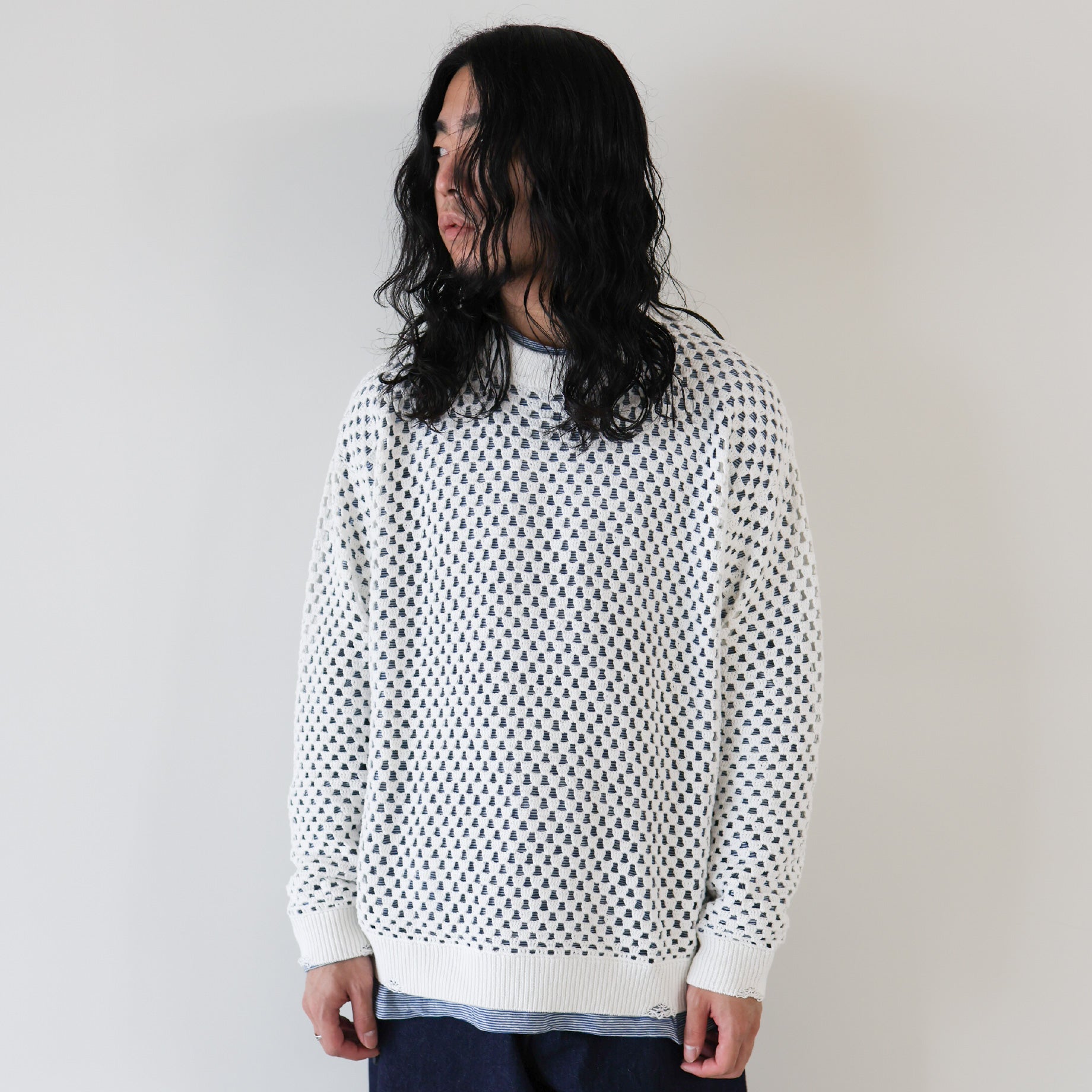 CROCHET CREWNECK SWEATER（WHITE） – UNEVEN HUB STORE｜想像を超える