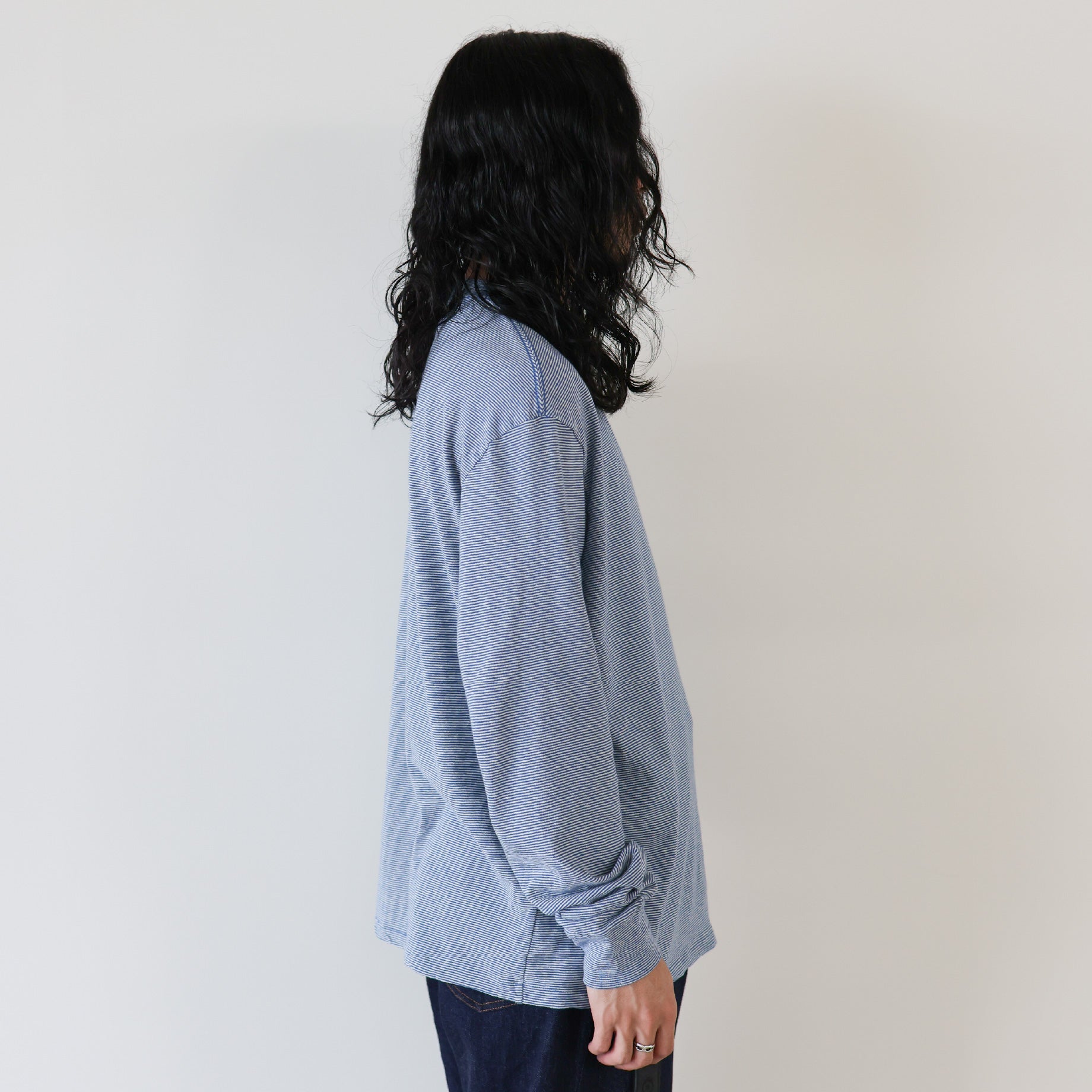 UNUSED border long sleeve t-shirt blue | www.eesppsantarosacusco