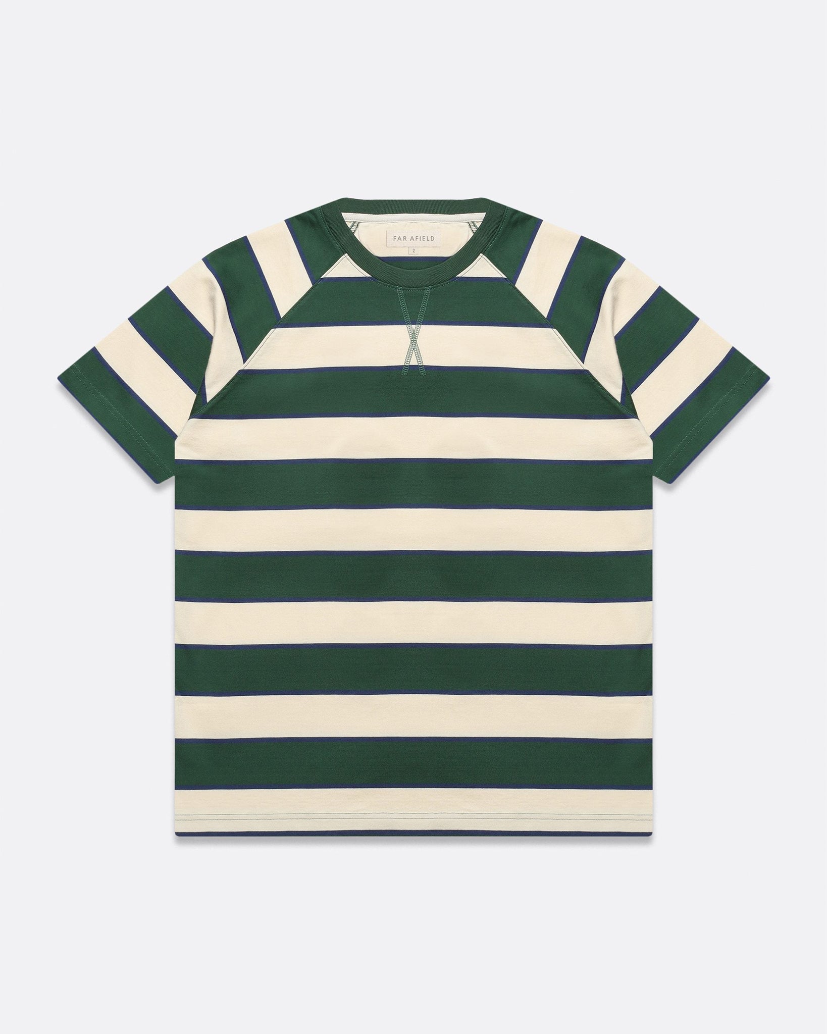 Dos Stripe Raglan T-Shirt (Dark Green/Seed Pearl)