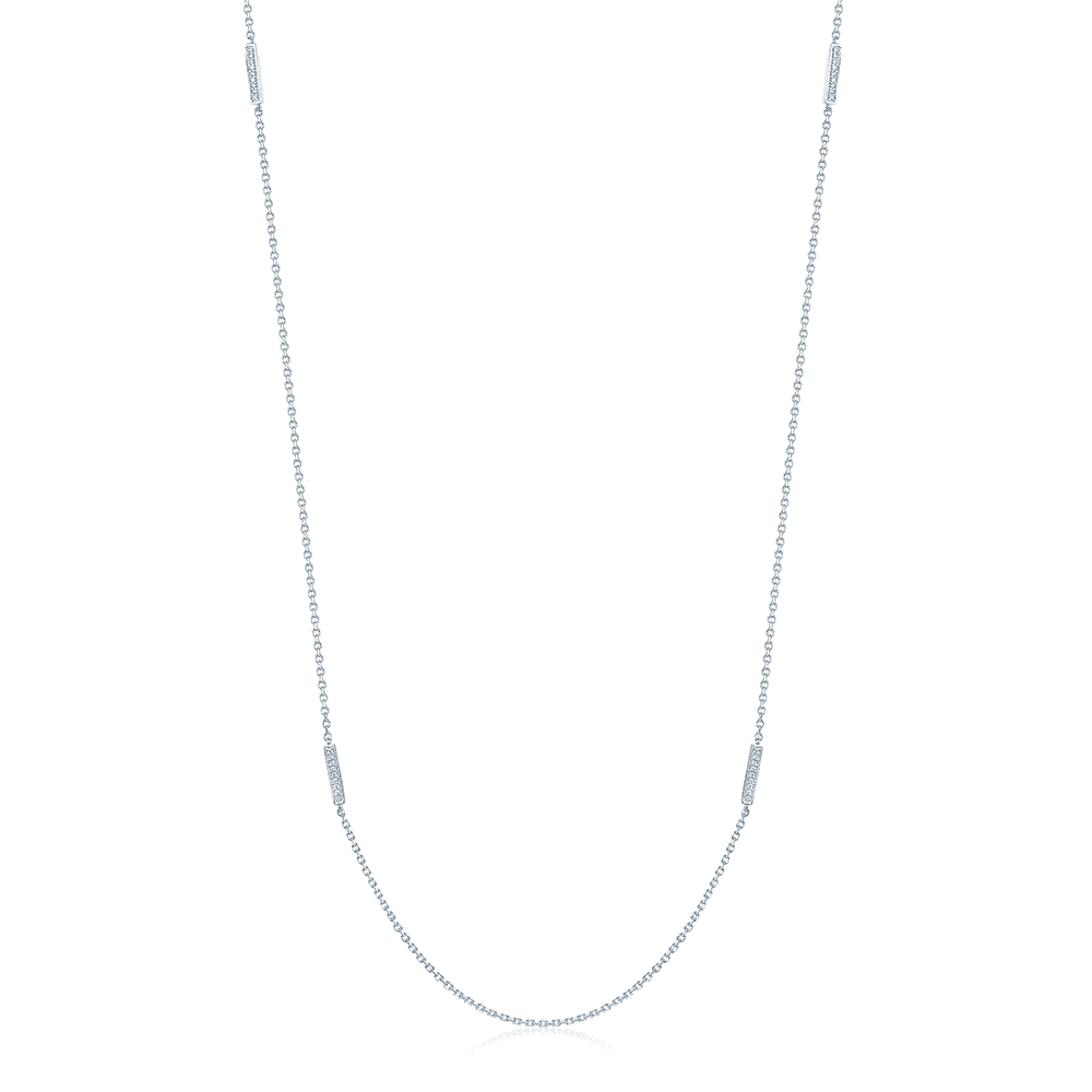 Berry's 18ct White Gold 80cm Chain Necklace With Diamond Set Bars