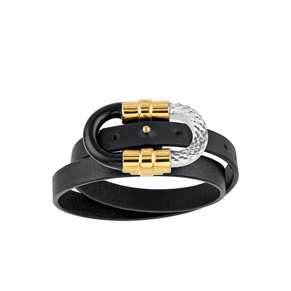 Lalique 1927 Collection Double Wrap leather Bracelet