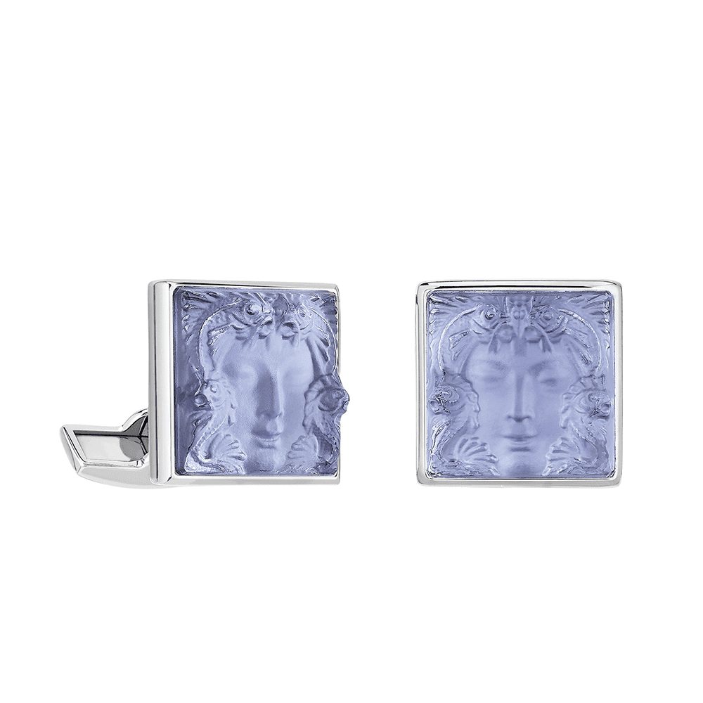 Lalique Arethuse Bleu Crystal Cufflinks