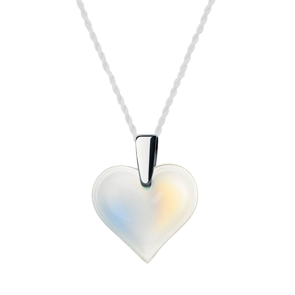 Lalique Opalescent Crystal Heart Necklace