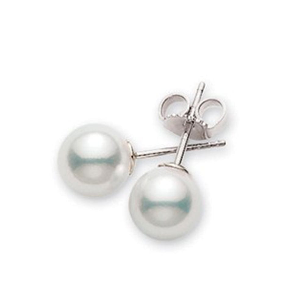 Pretty Mid Century Mikimoto Pearl  Sterling Earrings  Gem Set Love