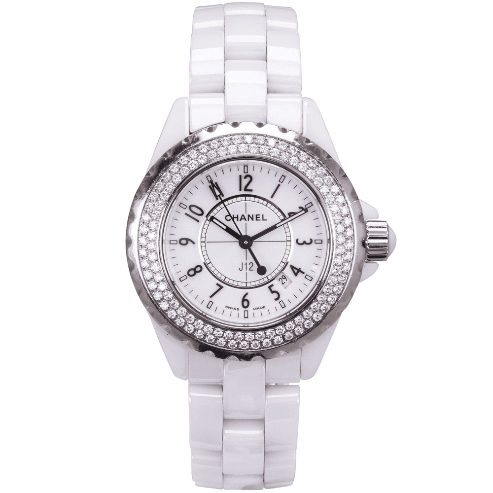 CHANEL J12 33mm White Ceramic Diamond Dial Automatic Watch